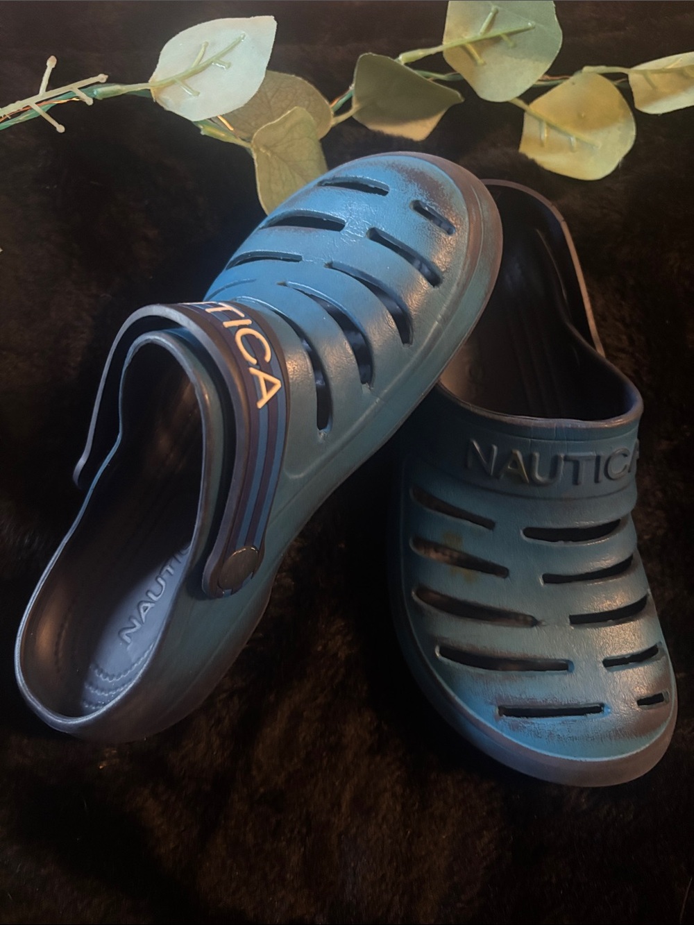 Nautica Kids Blue Ventilated Water Clogs with Strap